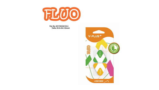 BLISTER DE 2 GOMMES COULEUR "FLUO" 12/360