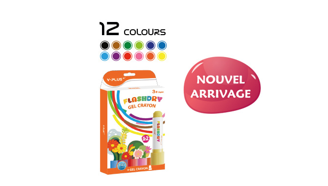 BOITE DE 12 CRAYONS GEL "FLASHDRY"