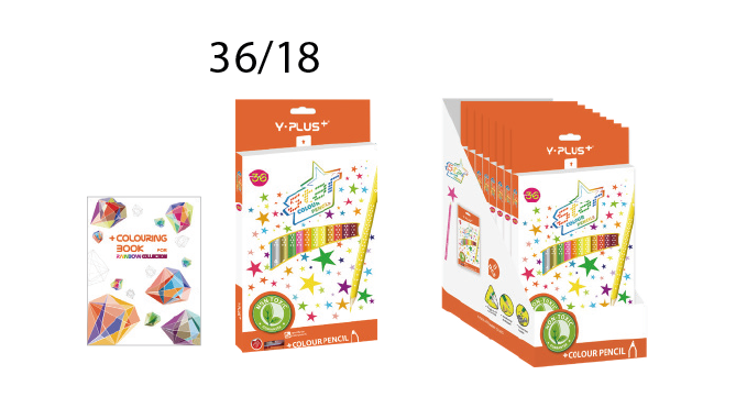 CRAYON DE COULEUR DE 36  + TAILLE CRAYON  +CAHIER DE COLORIAGE"STAR" 8/64